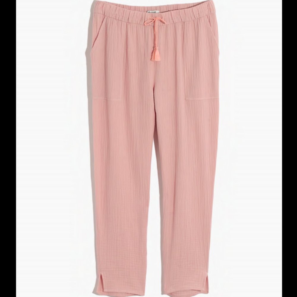 MADEWELL LIGHT PINK BEACH COVER-UP COTTON TRACK TROUSERS PANT - Picture 5 of 5